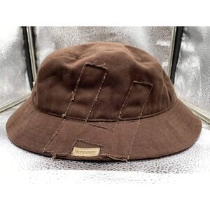 Hennessy Bucket Hat Mens OS Brown Distressed Patchwork Cotton Streetwear Cap